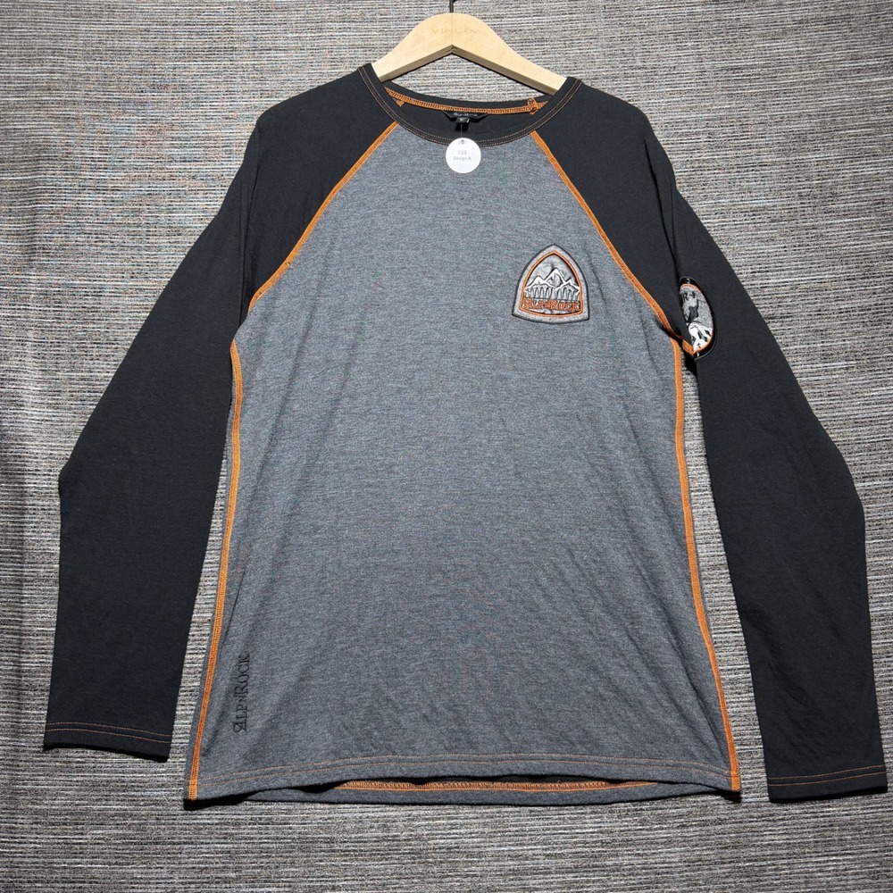Alp-n-Rock T-Shirt Mens L Gray LS Alpine Mountain Powder Raglan Tee